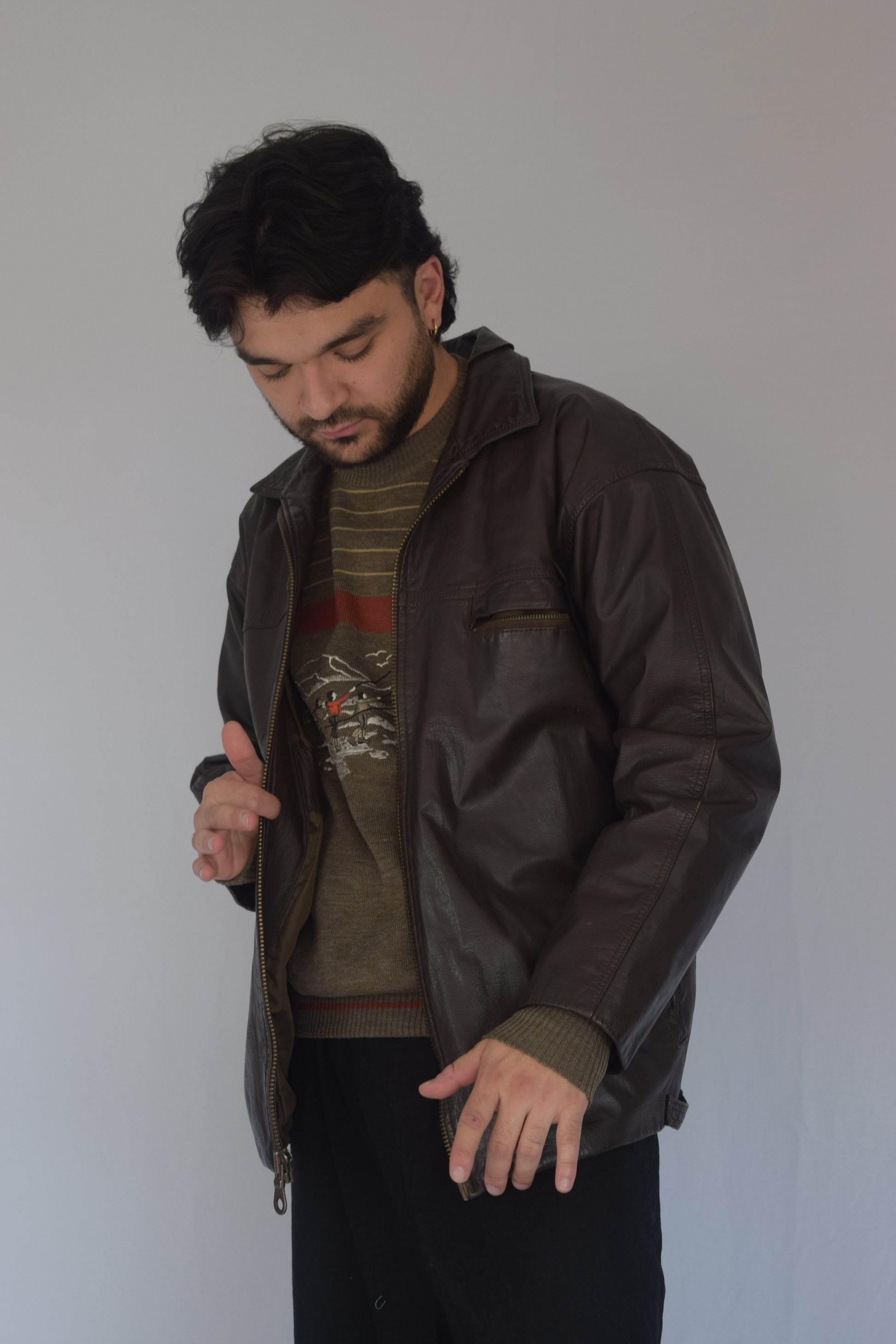 Chaqueta 100% cuero café