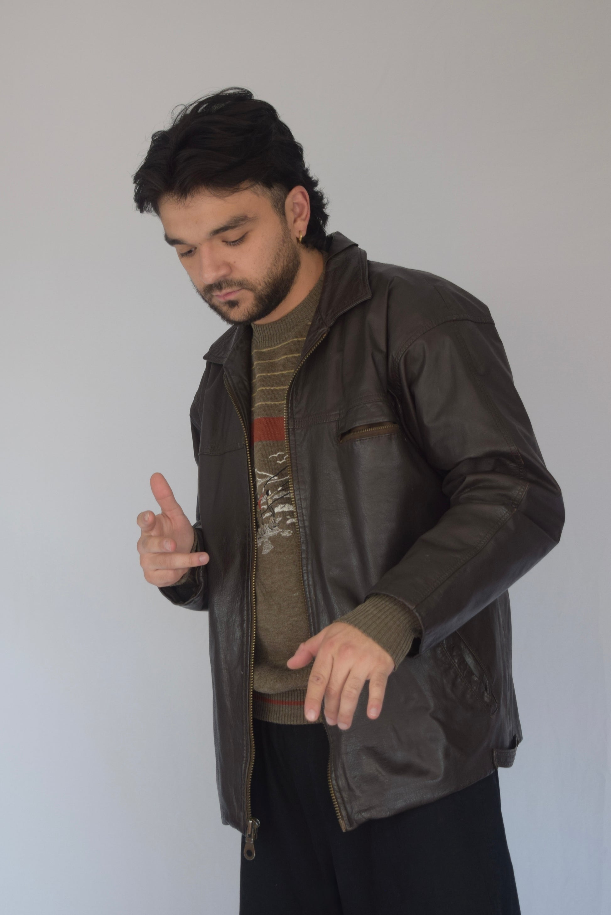 Chaqueta 100% cuero café