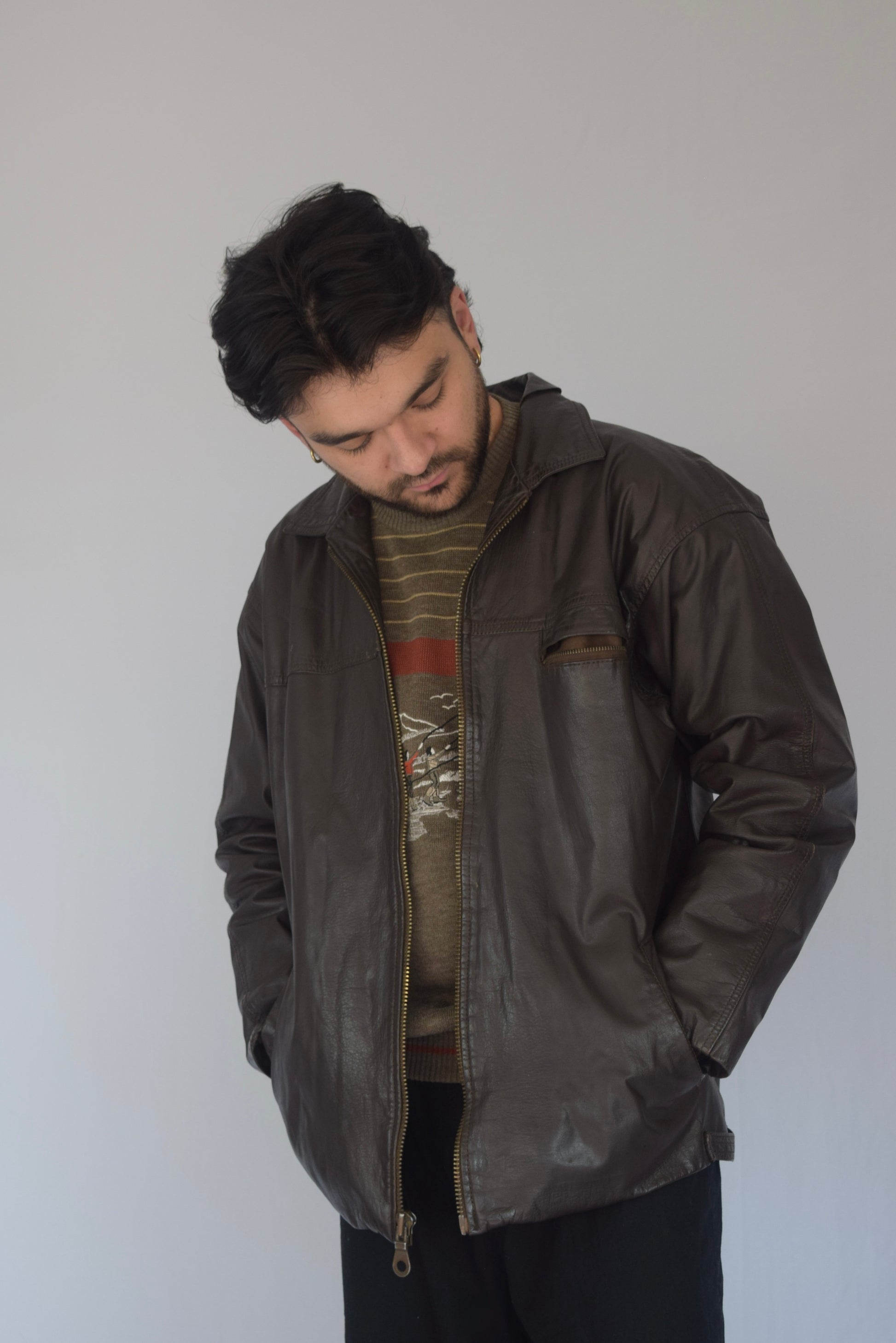 Chaqueta 100% cuero café