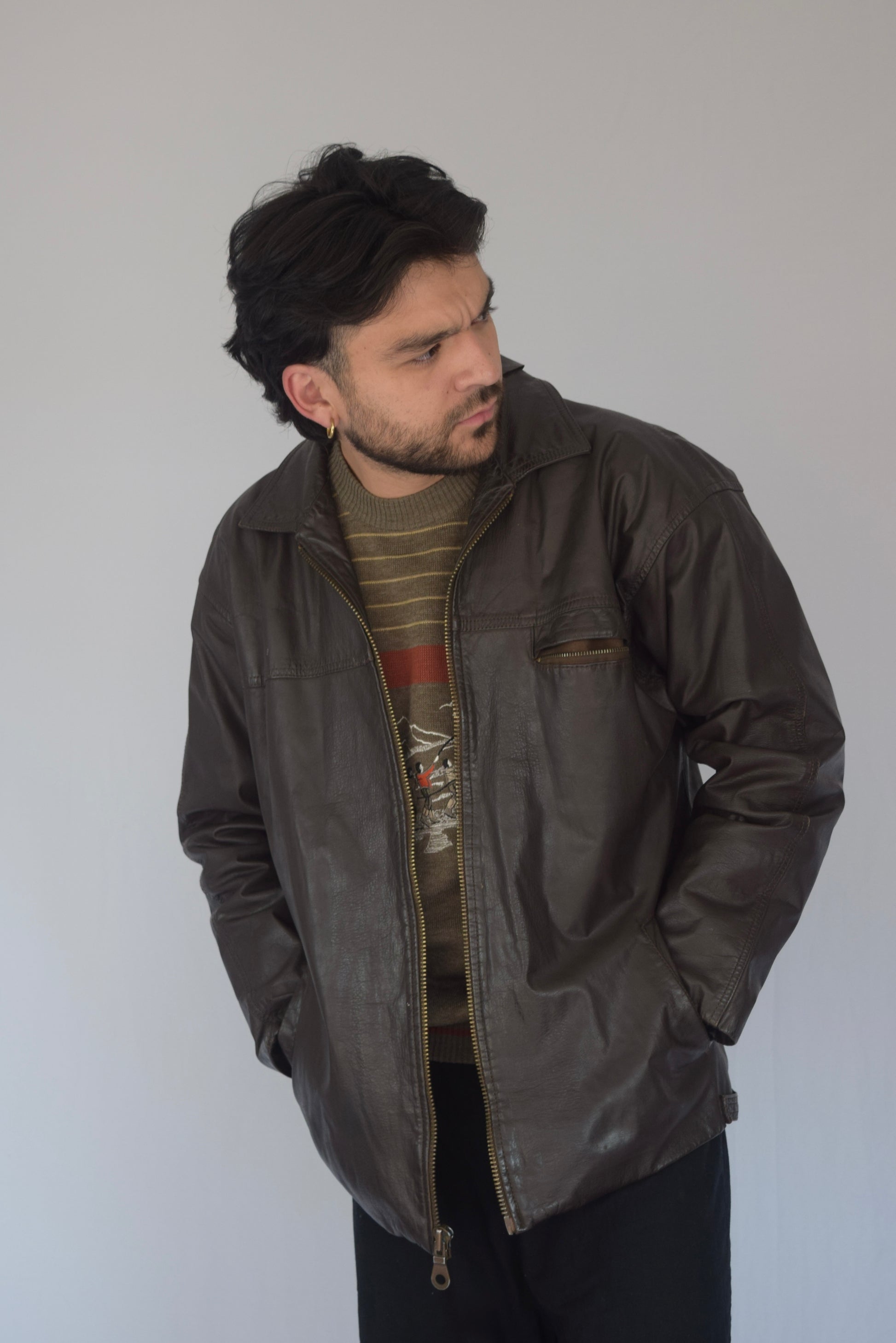 Chaqueta 100% cuero café