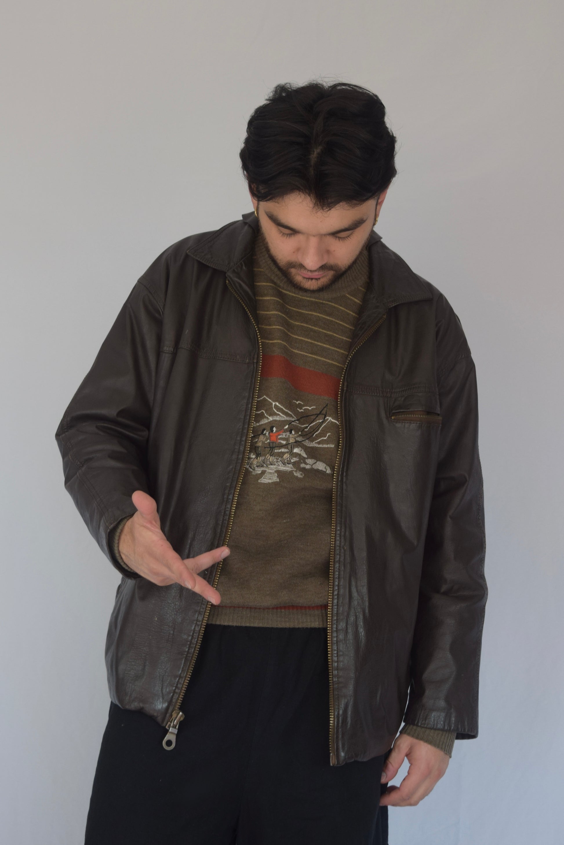 Chaqueta 100% cuero café