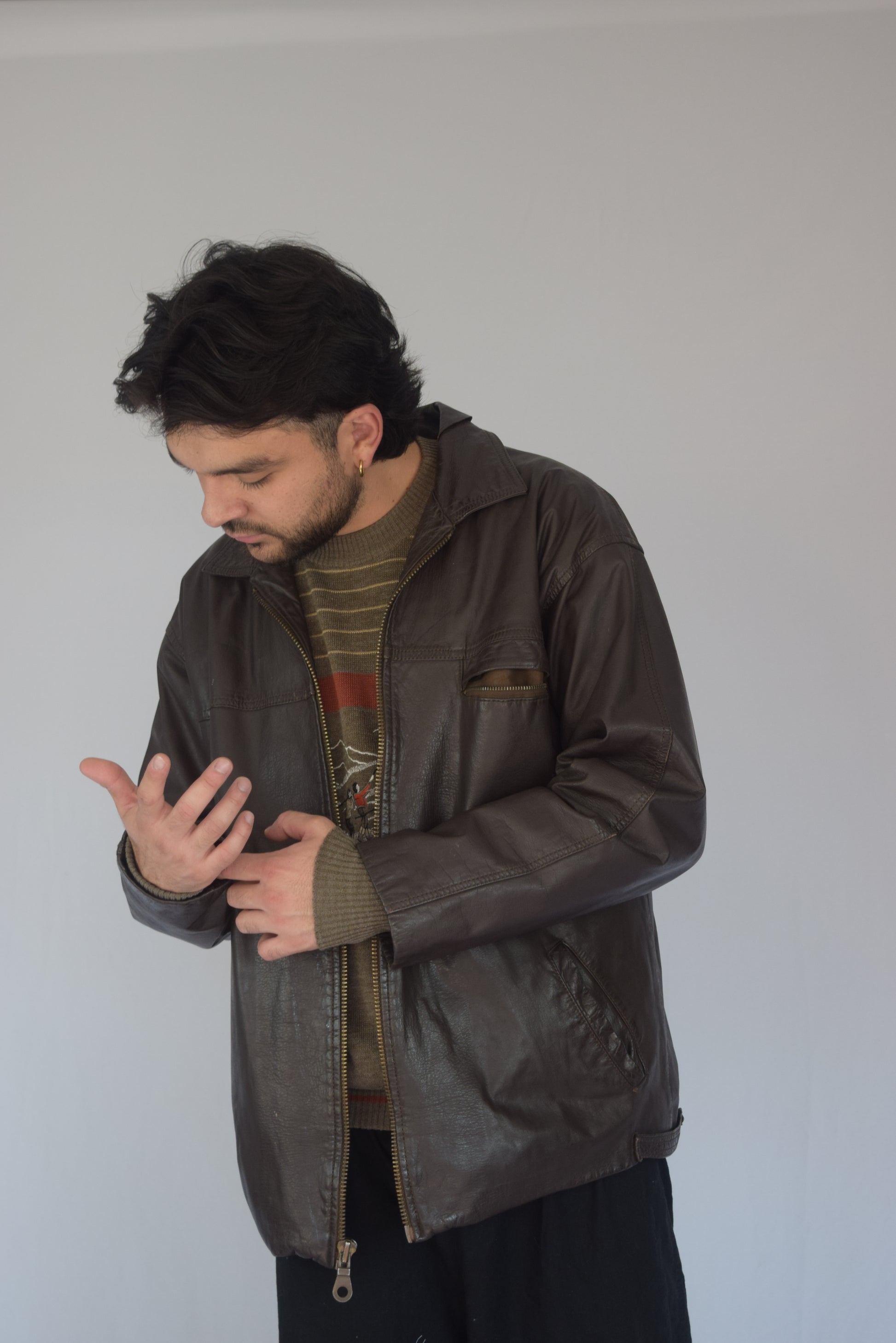 Chaqueta 100% cuero café