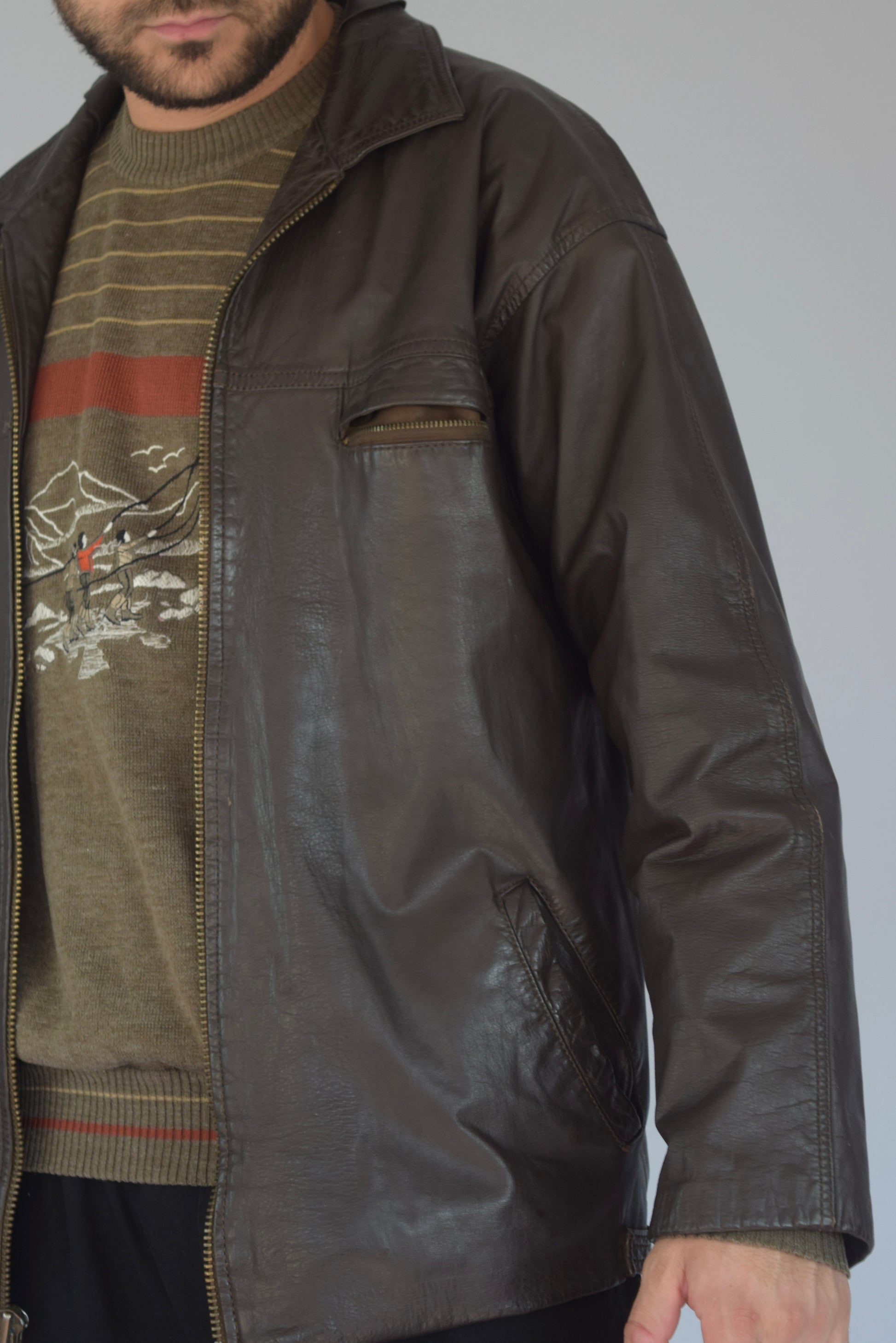 Chaqueta 100% cuero café