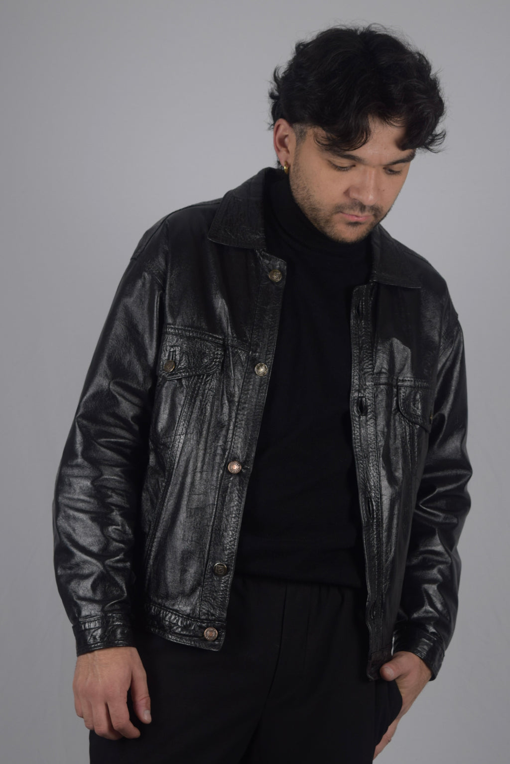 Chaqueta 100% cuero negra