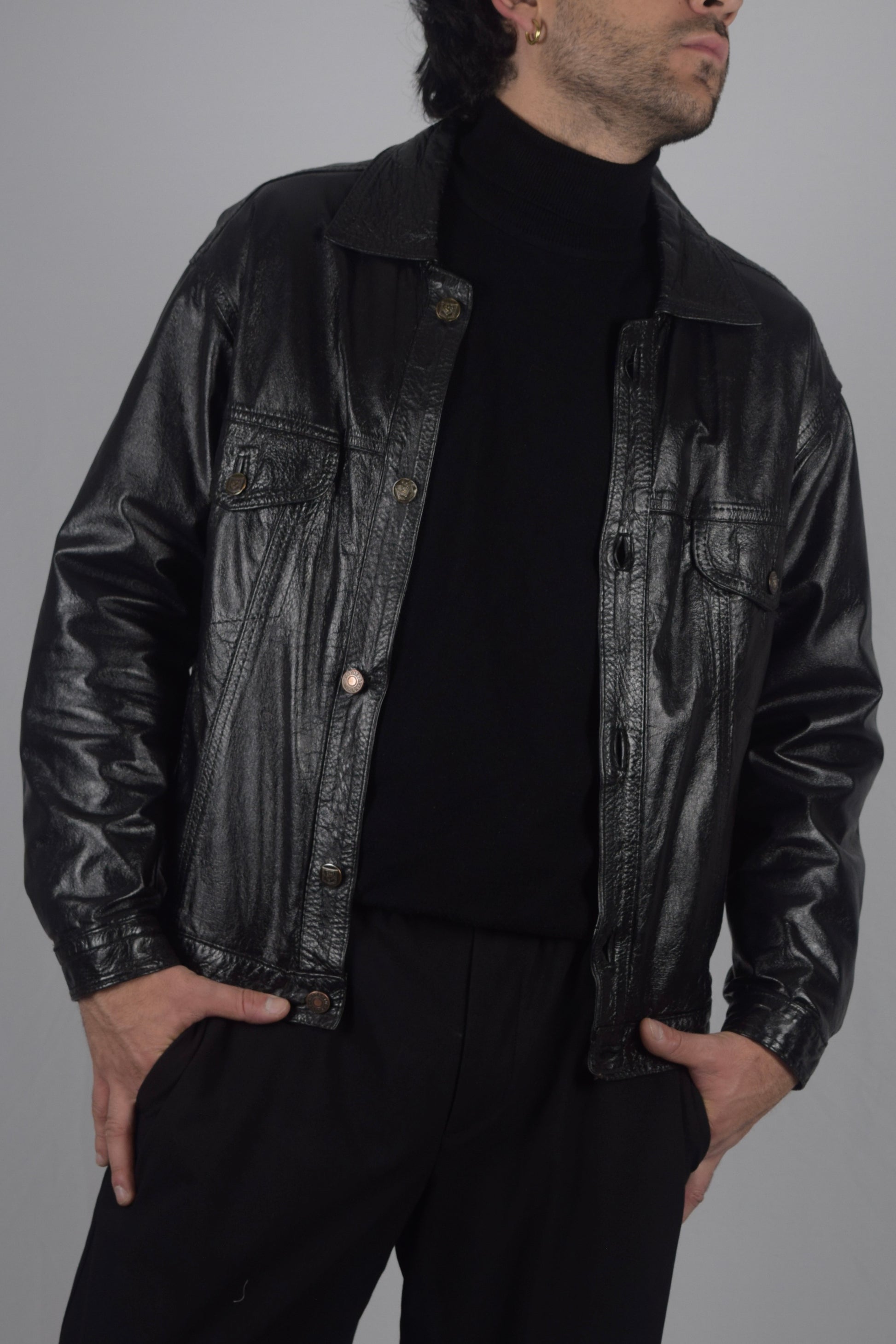 Chaqueta 100% cuero negra