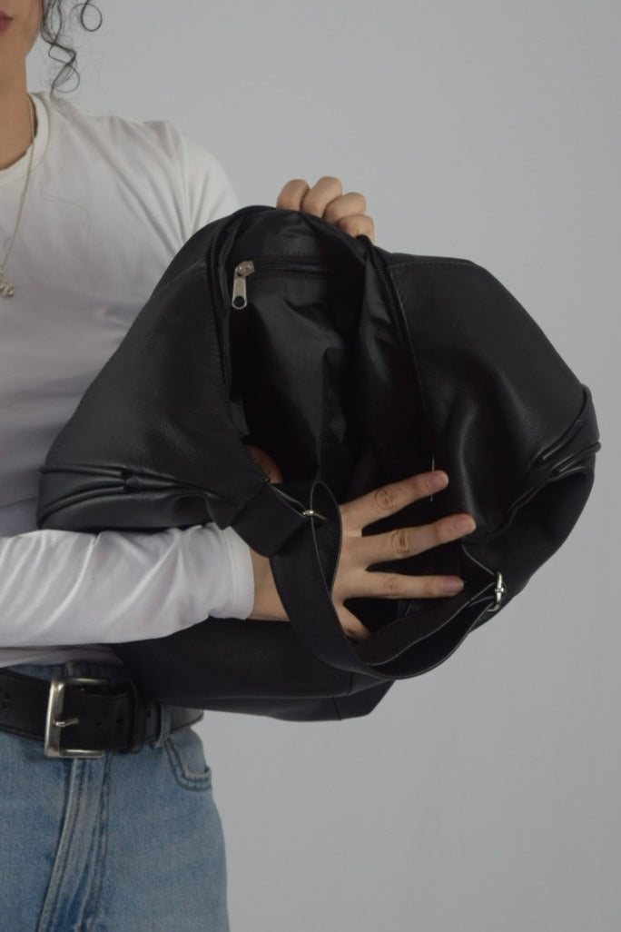 Bolso 100% cuero negro