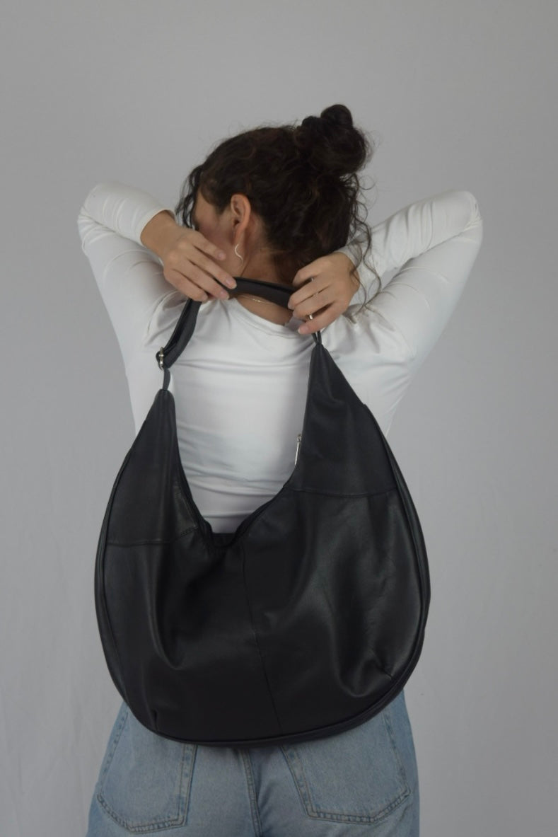 Bolso 100% cuero negro