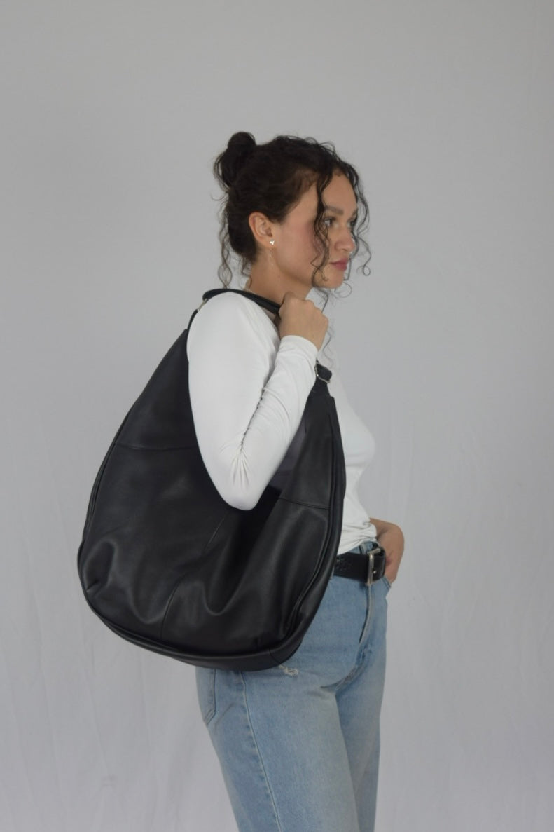 Bolso 100% cuero negro