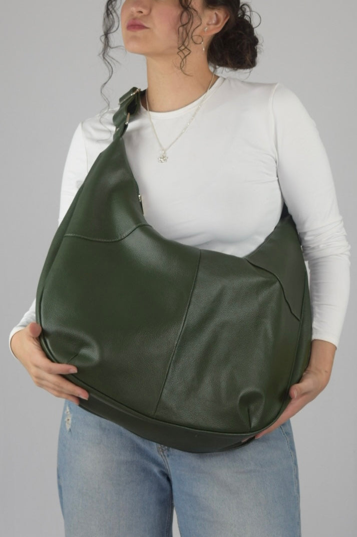 Bolso 100% cuero verde