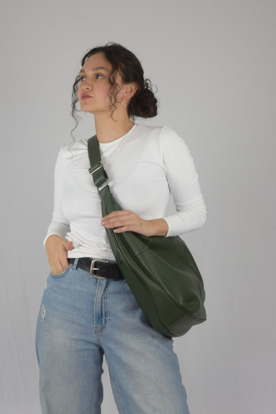 Bolso 100% cuero verde