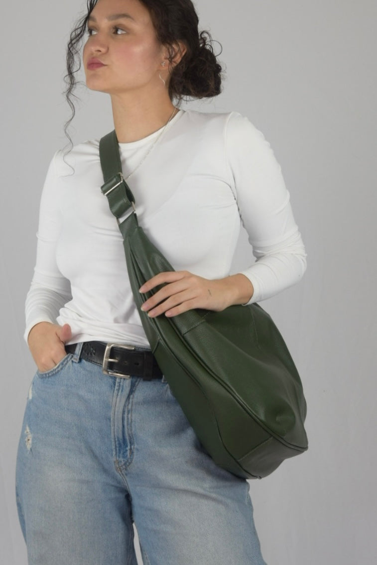 Bolso 100% cuero verde