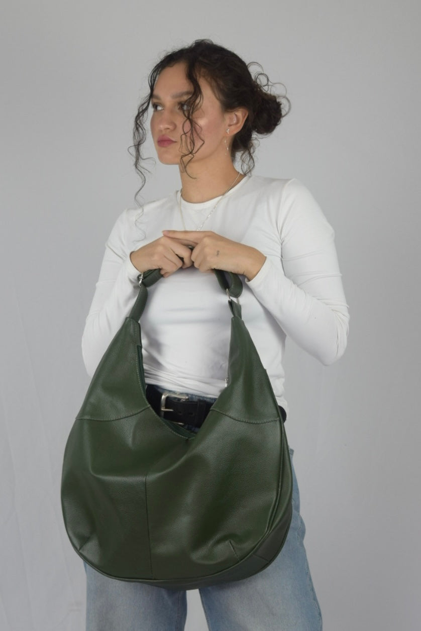 Bolso 100% cuero verde