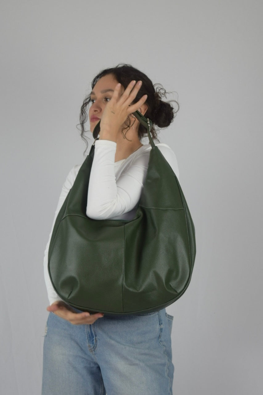 Bolso 100% cuero verde