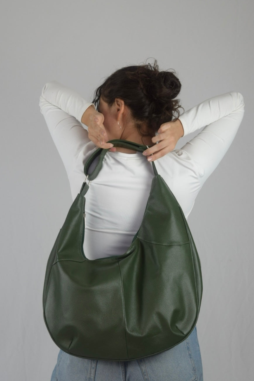 Bolso 100% cuero verde