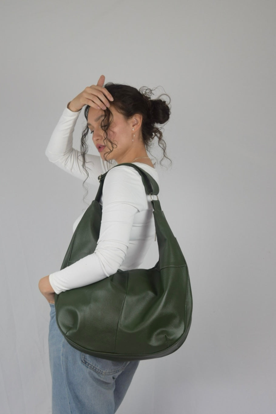 Bolso 100% cuero verde