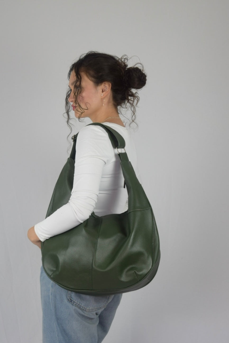 Bolso 100% cuero verde