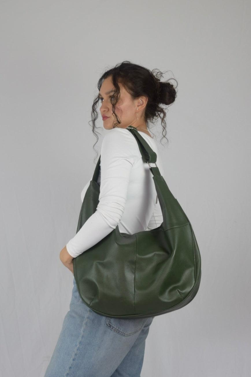 Bolso 100% cuero verde