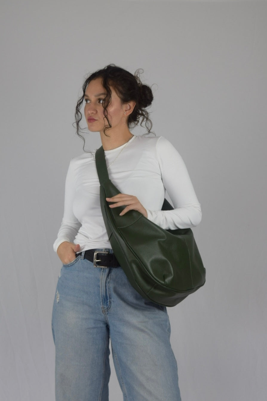 Bolso 100% cuero verde