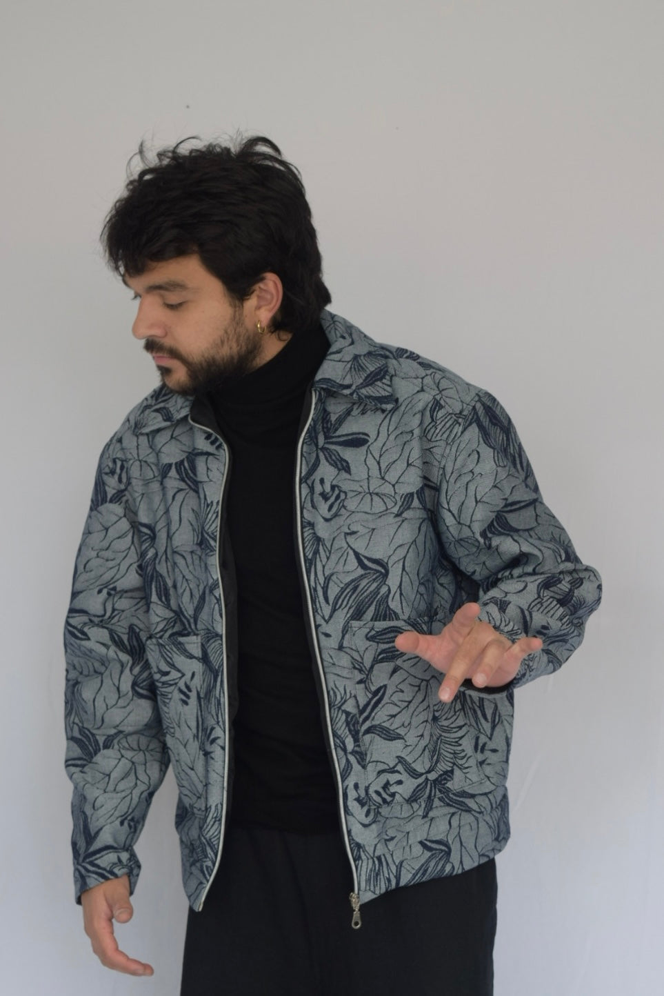 Chaqueta follaje denim en negativo