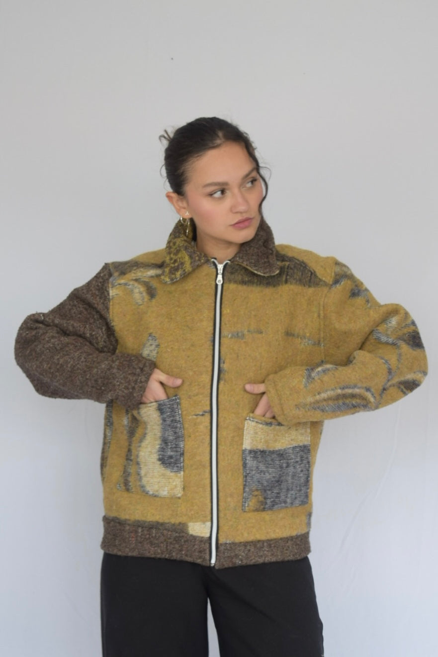 Chaqueta de tela recuperada floral, Talla M