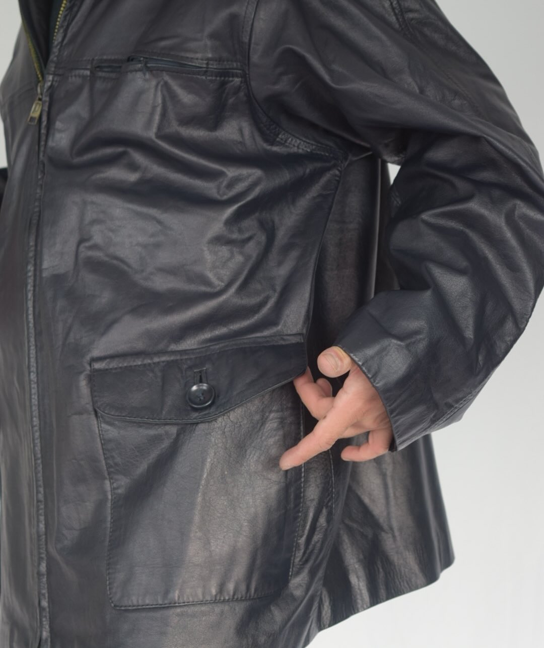 -chaqueta 100% cuero azul&nbsp;