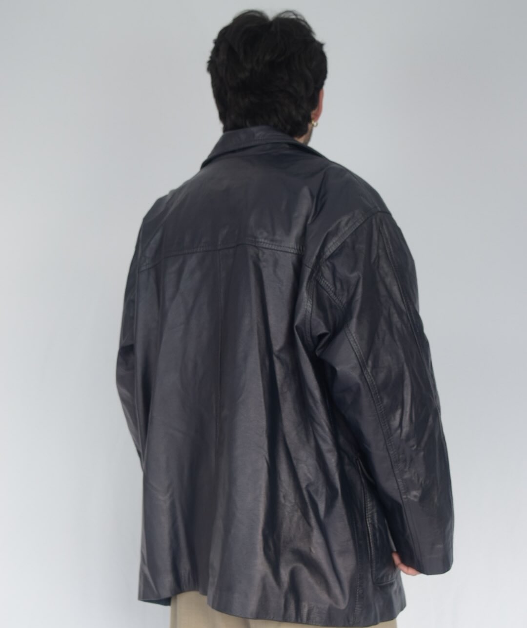 -chaqueta 100% cuero azul&nbsp;